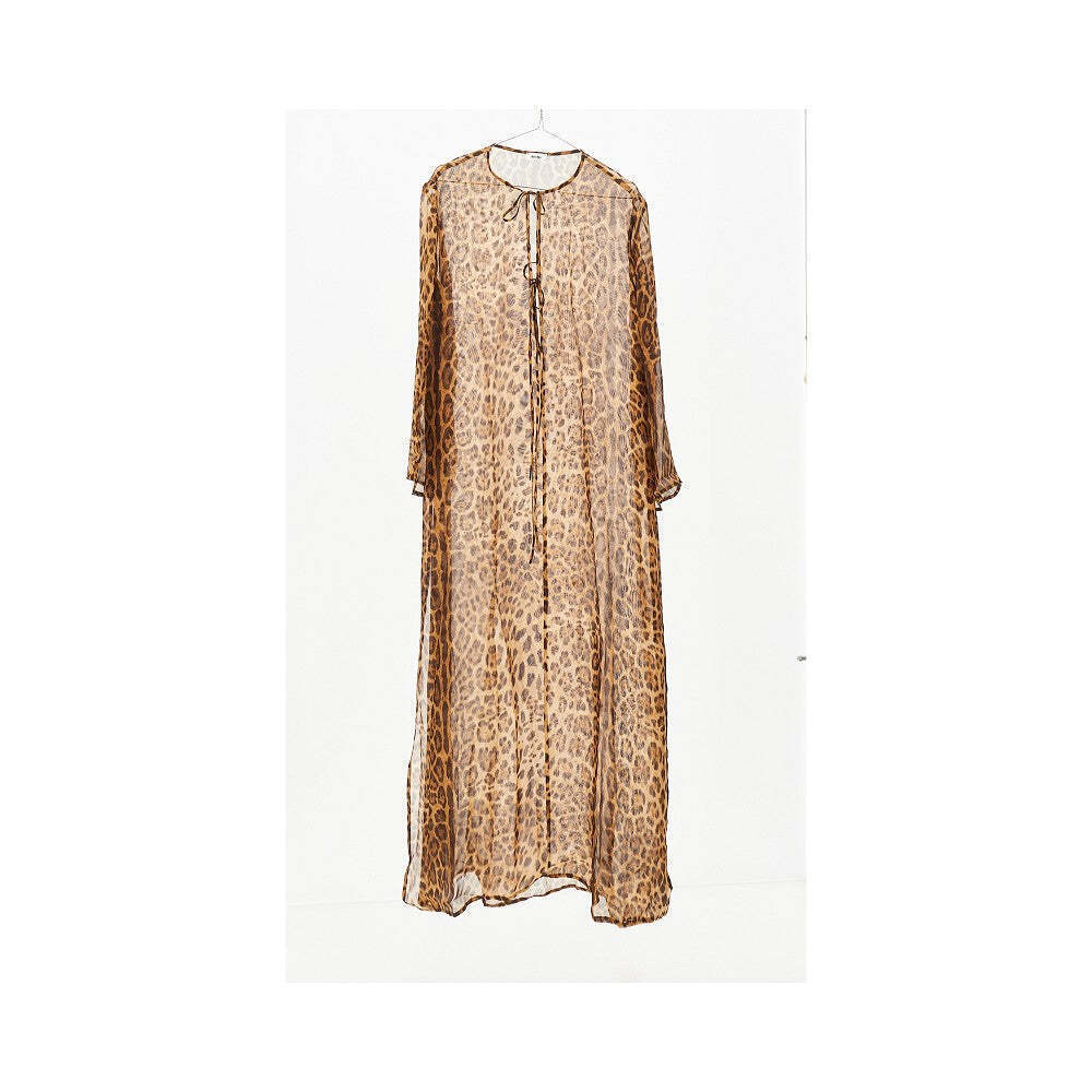 Reina Olga Silk Sciura Kaftan With Leopard Print